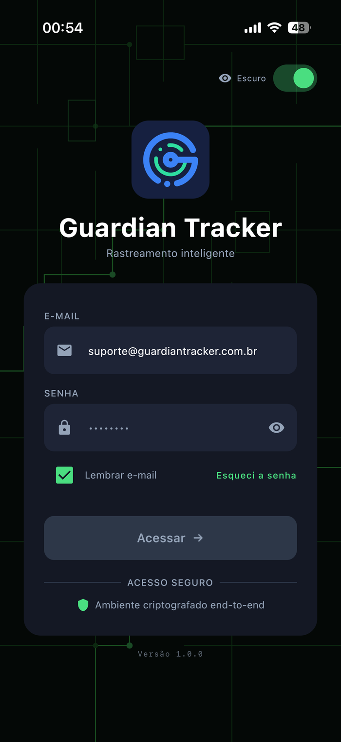 Guardian Tracker — tela de acesso